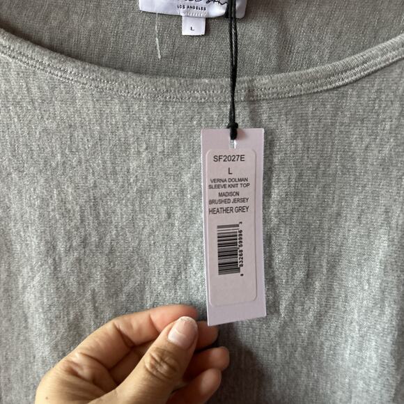 New Michael Stars Verna Dolman Sleeve Knit Top Women’s L Heathered Grey - Picture 2 of 5